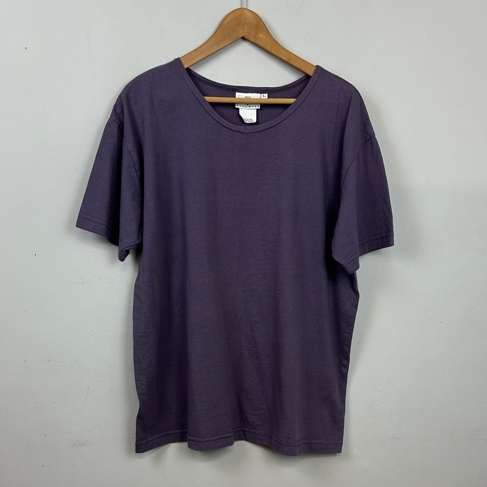Hot Cotton Purple 100% Cotton Short Sleeve Round Neck Tee Sz L